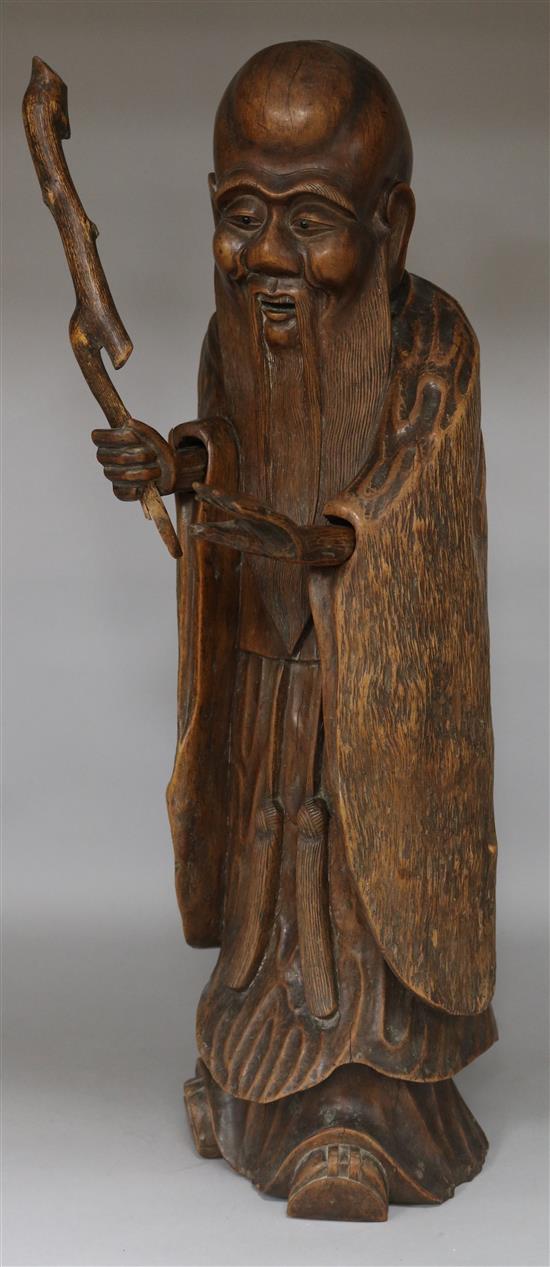 A Chinese hardwood figure Shou Lao